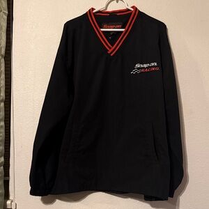 Snap-On Racing V-Neck Black Windbreaker with Red Trim